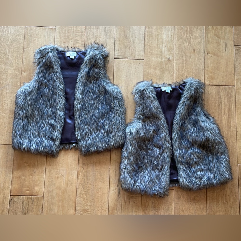 Place Faux Fur Vest in Brown and Black